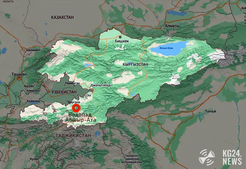Водопад Абшир-Ата на карте