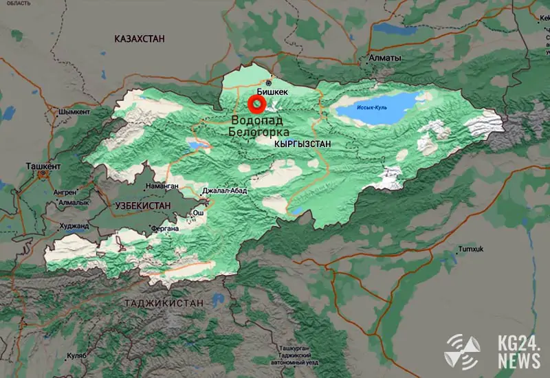 Водопад Белогорка на карте