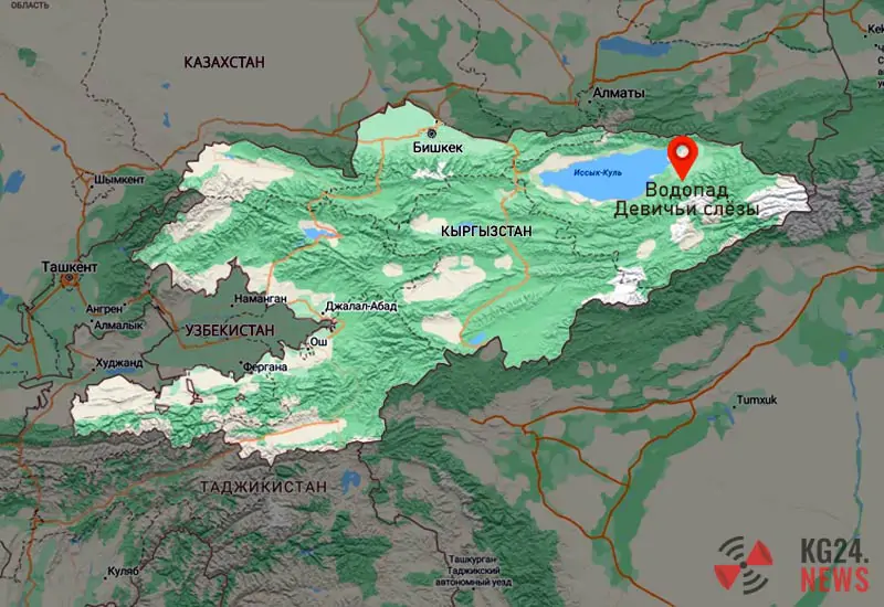 Водопад «Девичьи слезы» на карте