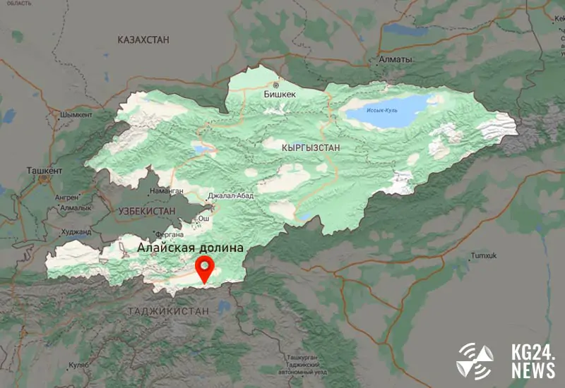 Алайская долина на карте Кыргызстана