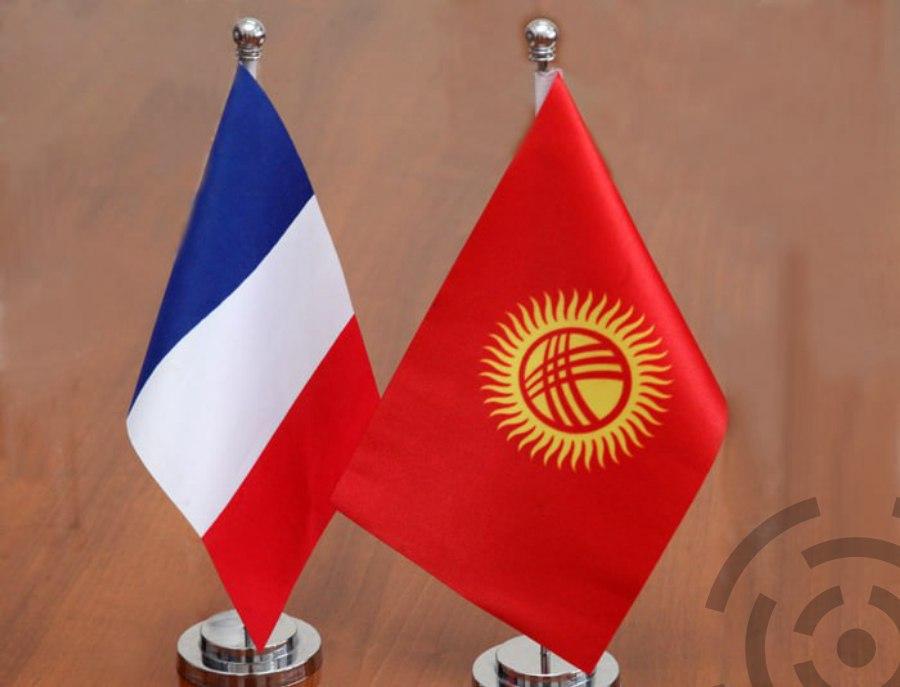 Флаги Кыргызстана и Франции