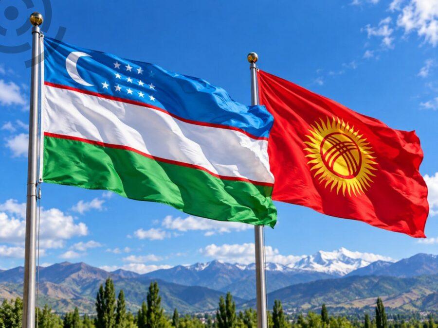 Флаги Узбекистана и Кыргызстана