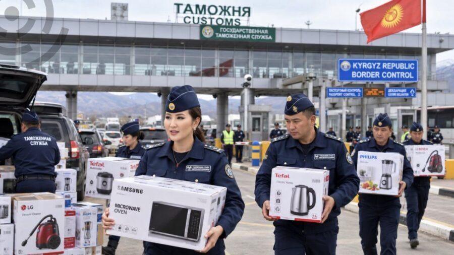 Сотрудники Таможны с бытовой техников