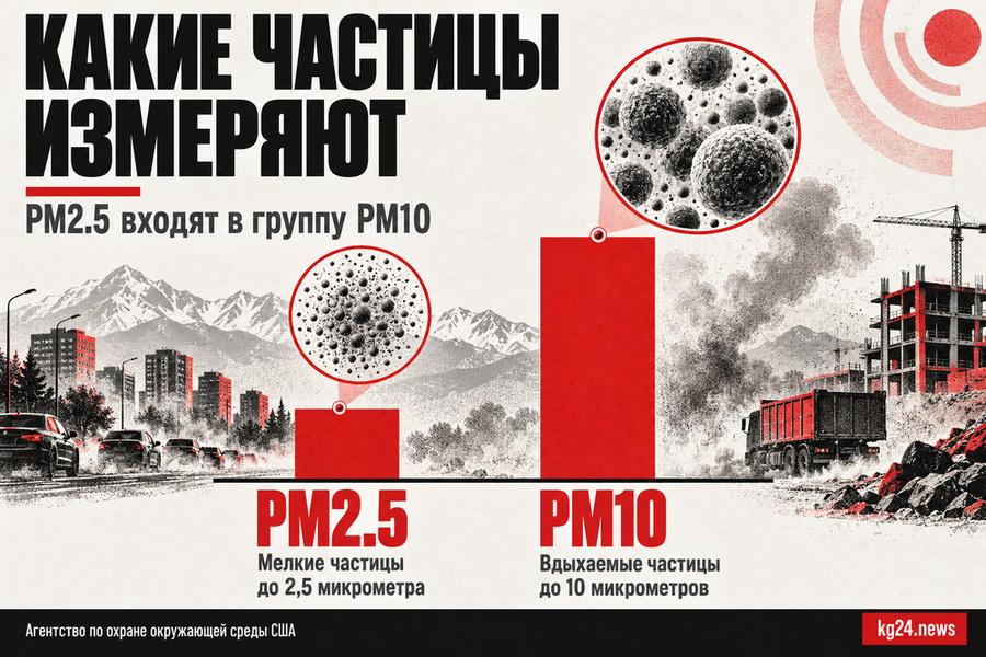 Схема размеров частиц PM2.5 и PM10